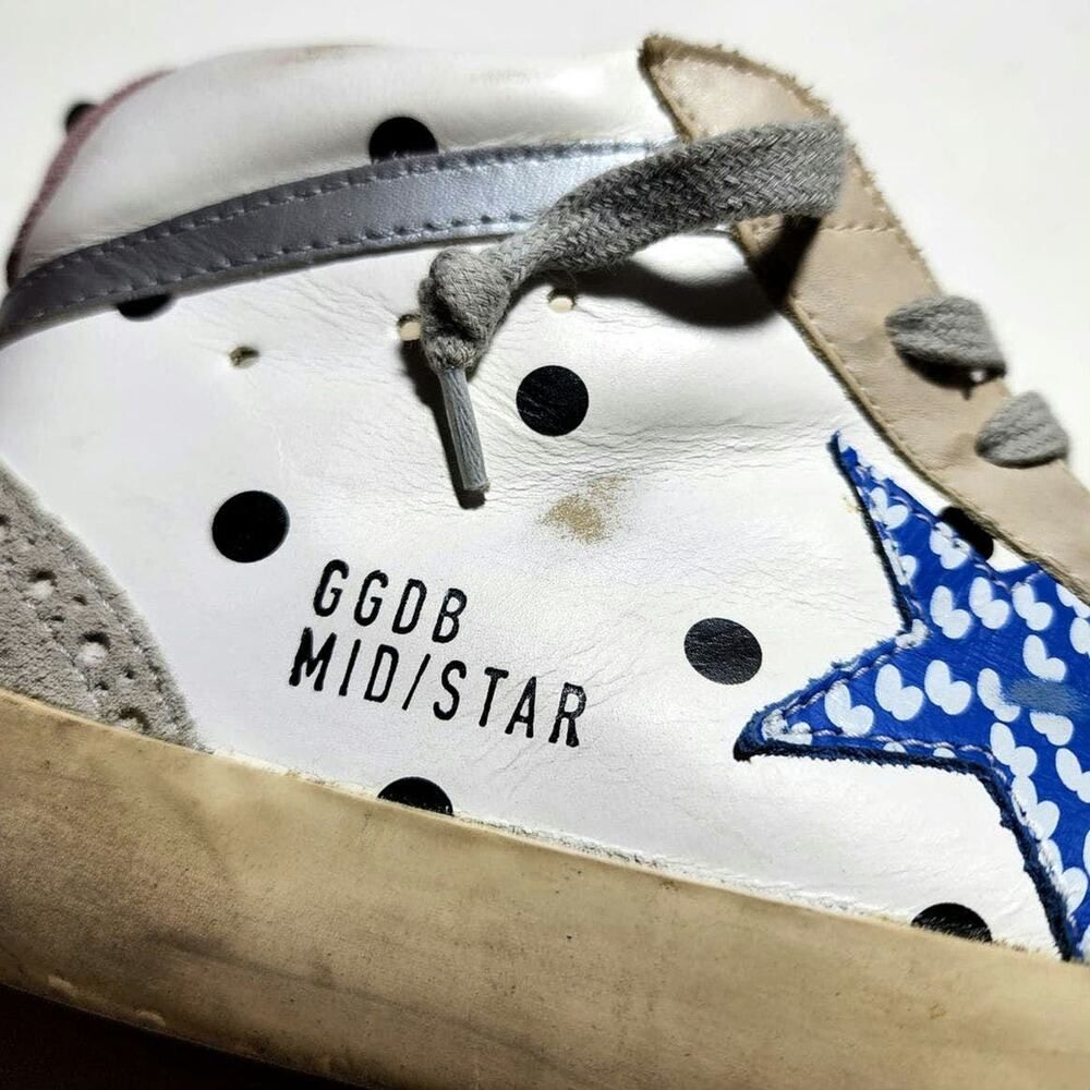 Golden Goose Mid Star Dot Leather Suede Wing Tip Sneakers - Picture 10 of 13